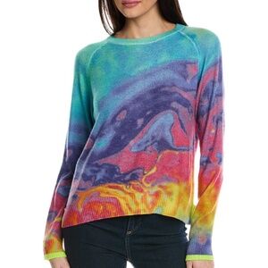 Brodie Cashmere Rainbow Lava Sweater Colorful Pullover Crew Neck Women's XL